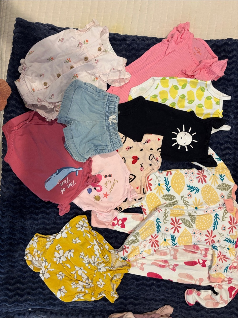 Assorted Girls' Baby  Clothing Set - Pink, Yellow, Black, White 0-3 months.